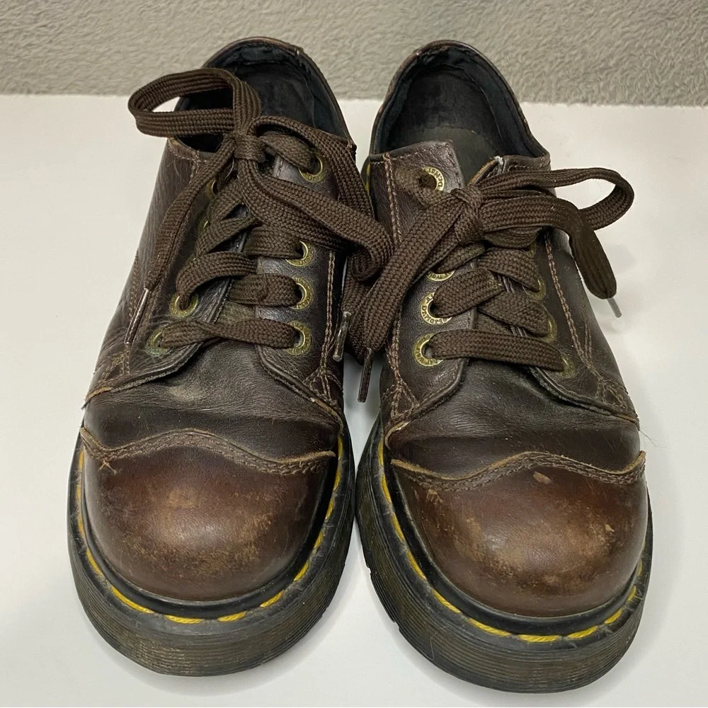 VTG Dr. Martens 8651 AirWair Brown Chunky Platform Lace-up Oxford Loafers Size 5